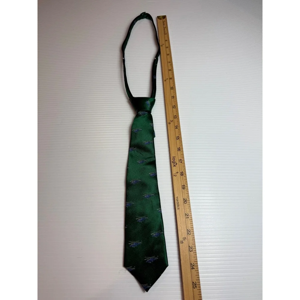 Nordstrom Green Helicopter‎ Print Tie Silk Necktie Business Career